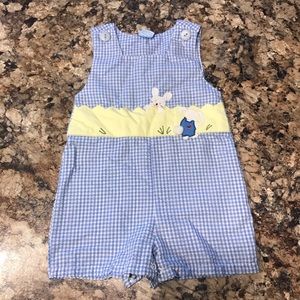 Blue and white checkered Easter Overalls